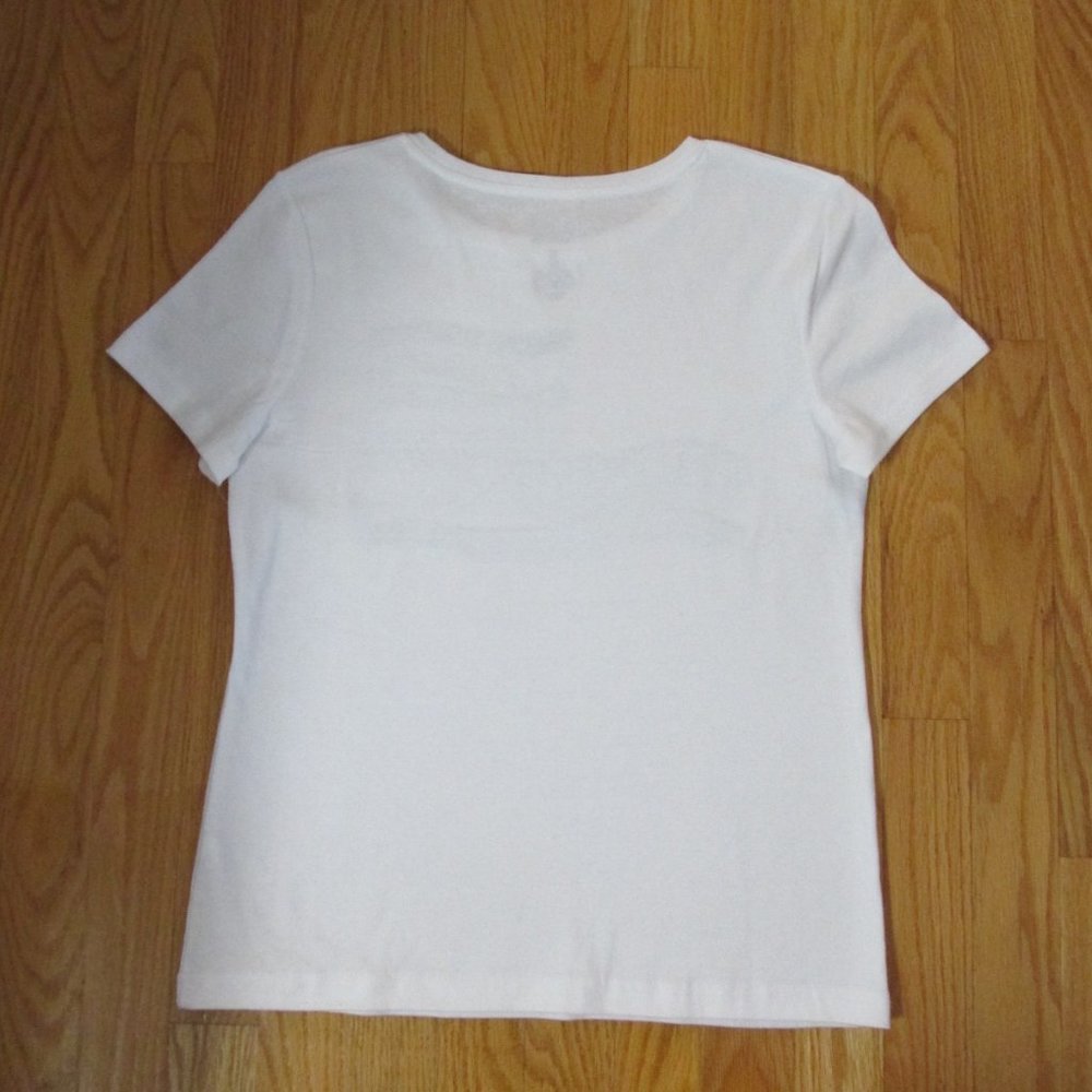 CROFT & BARROW WOMENS SIZE XS T-SHIRT RED, WHITE, BLUE FLAG SHORT SLEEVE TOP NWT - Picture 3 of 4